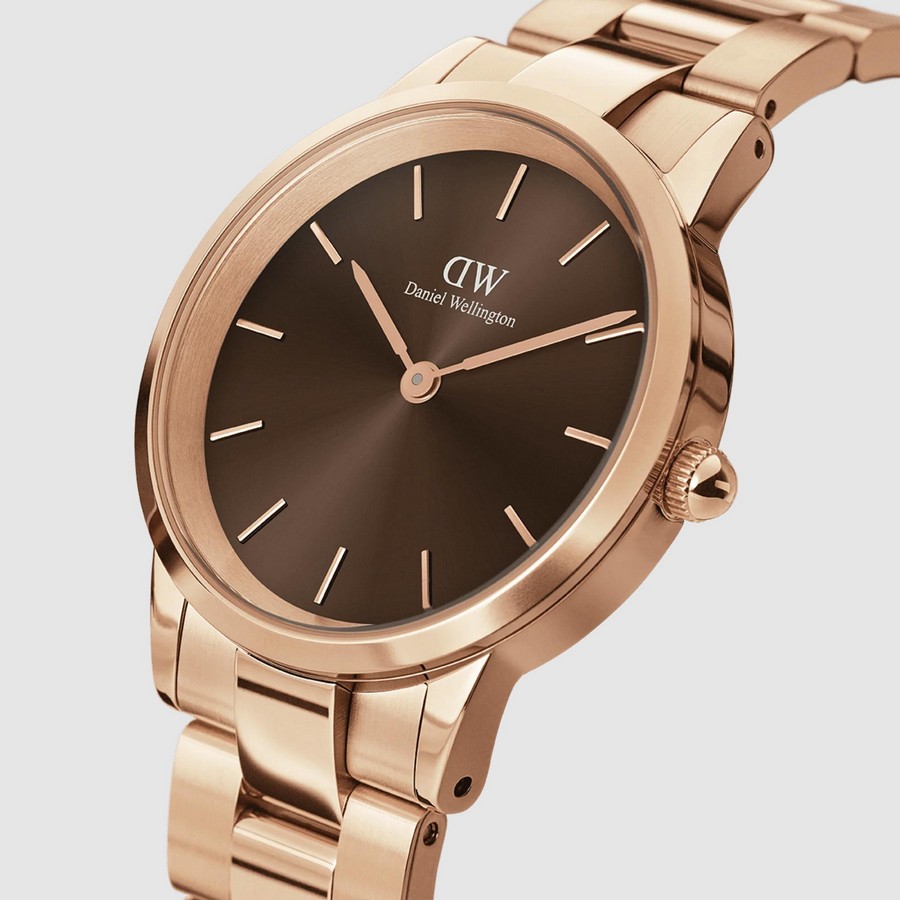 Đồng Hồ Dw Daniel Wallington Iconic Link Amber Nữ Vàng Nâu